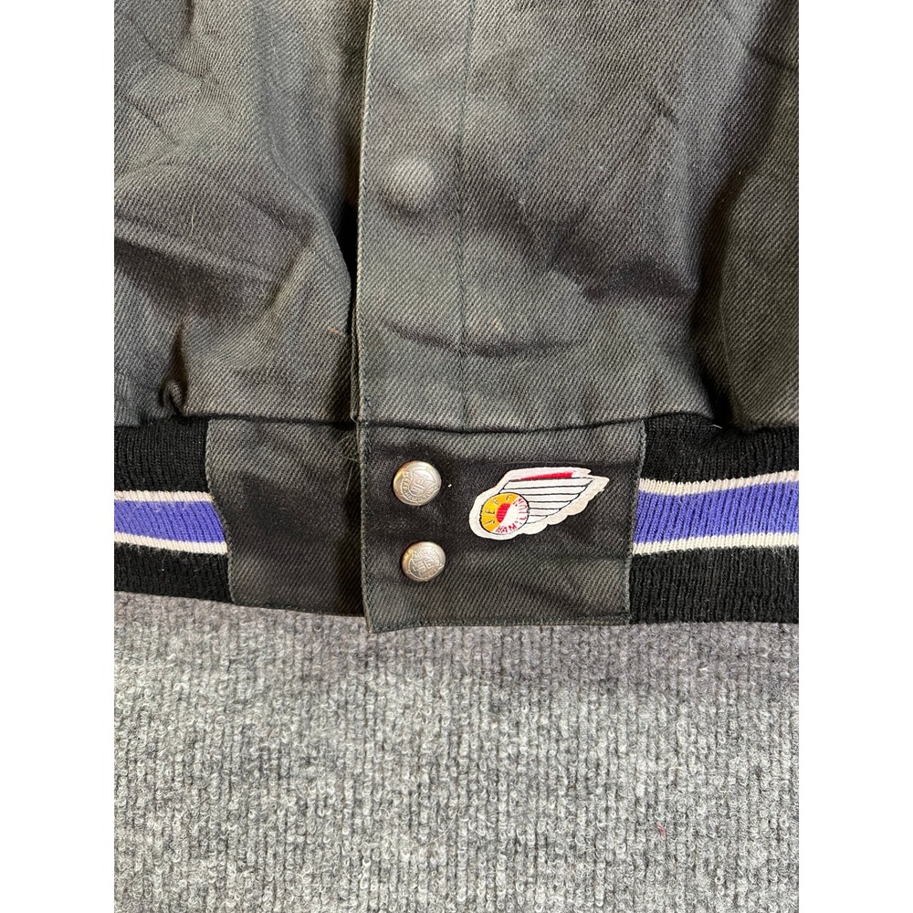 Vintage Jeff Hamilton Charlotte Hornets Leather 90s Varsity Jacket Mens XL Black - Picture 8 of 16